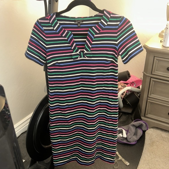 Talbots Dress Cotton, Striped, XS, Bow Accent - Picture 5 of 5